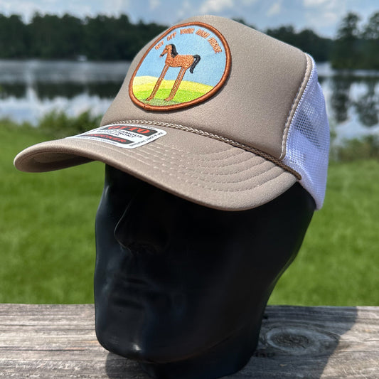 Get Off Your High Horse | Khaki & White Otto Foam Front Rope Trucker Hat