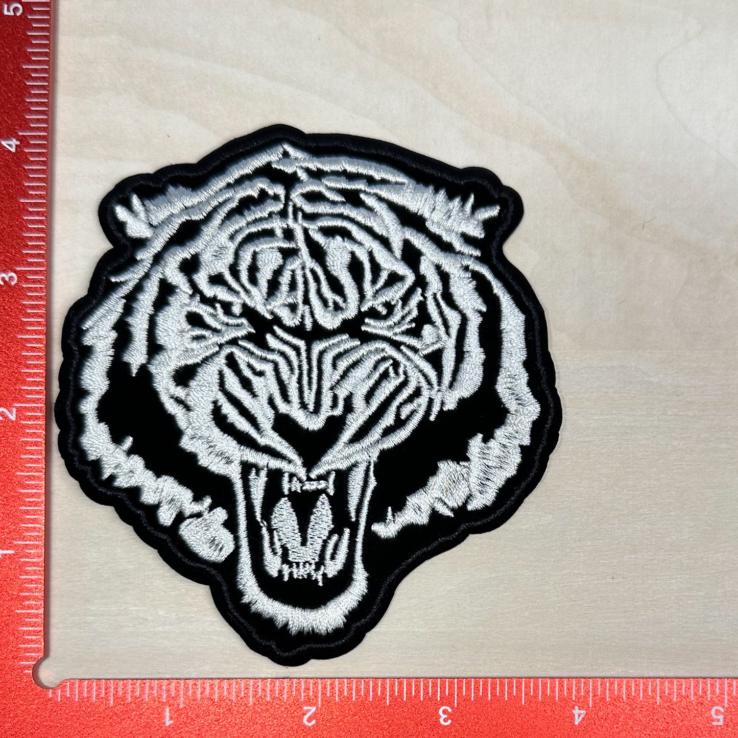 Tiger Head, Black and White - Embroidered Patch