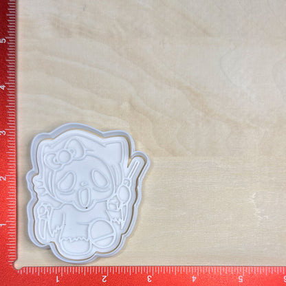 Hello Kitty Horror - Custom 3D Printed Cookie Cutter + Stamp Combo