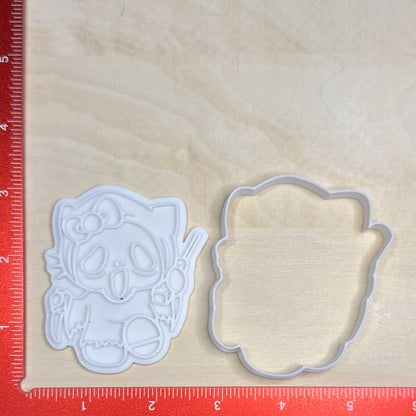Hello Kitty Horror - Custom 3D Printed Cookie Cutter + Stamp Combo