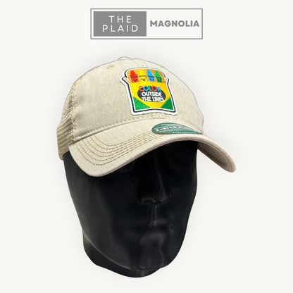 Color Outside the Lines | Legacy Dashboard Trucker Hat | Tan Khaki Cap