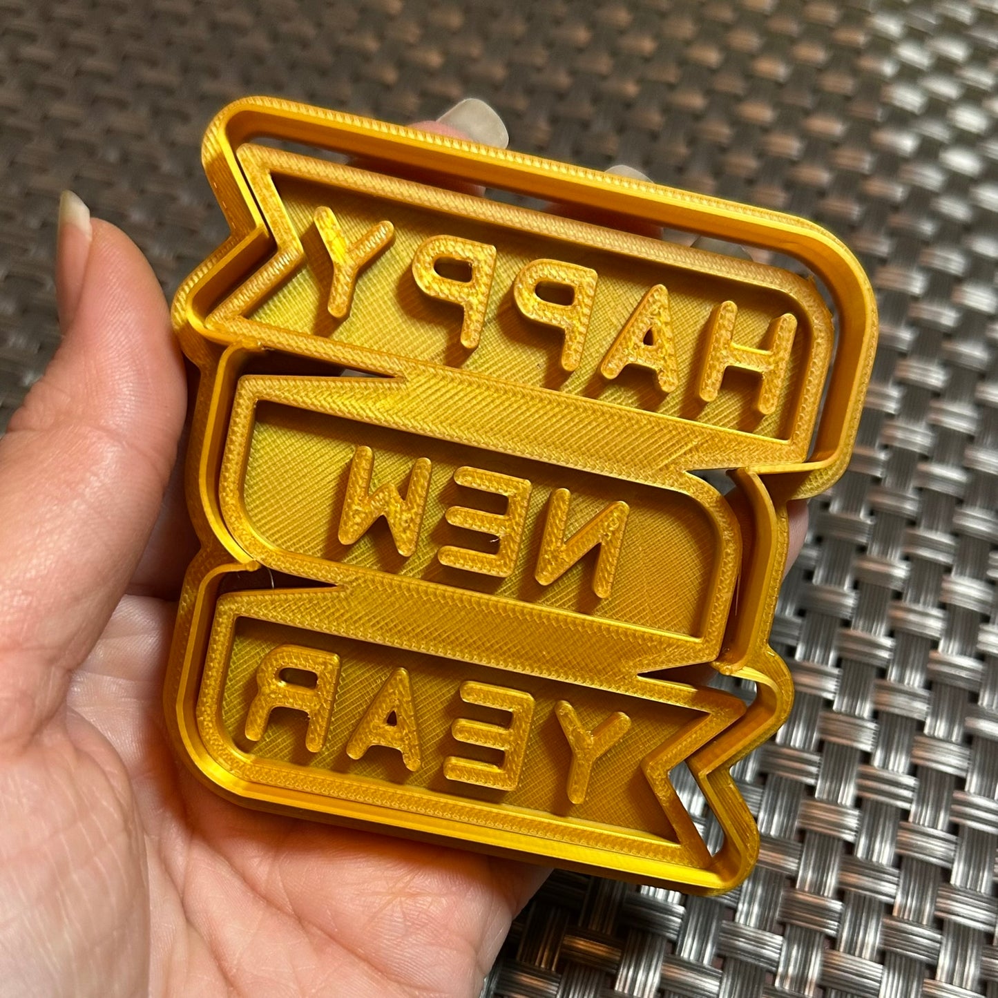 Happy New Year Banner - Custom 3D Printed Cookie Cutter + Stamp Combo