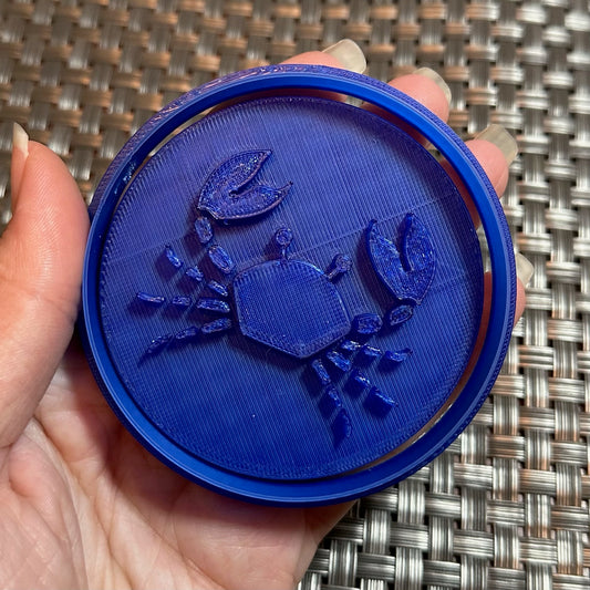 Crab Circle Cutter - Custom 3D Printed Cookie Cutter + Stamp Combo
