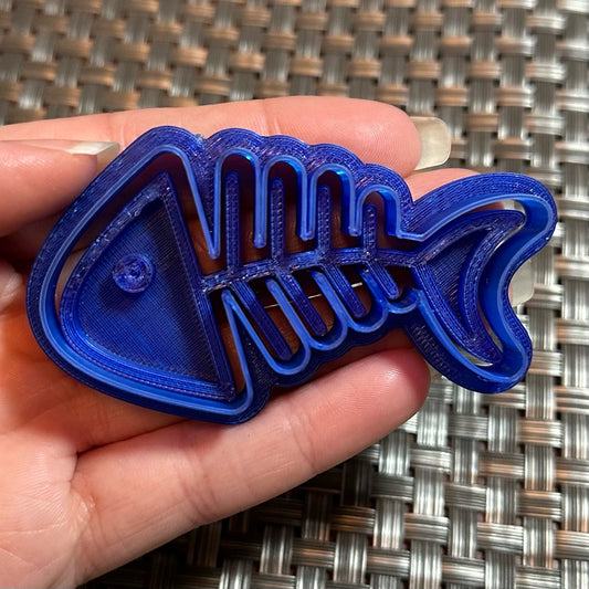 Bony Fish - Custom 3D Printed Cookie Cutter + Stamp Combo