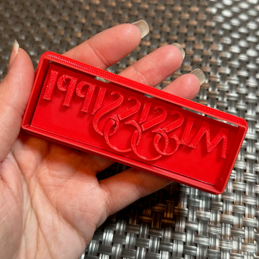Mississippi Text - Custom 3D Printed Cookie Cutter + Stamp Combo