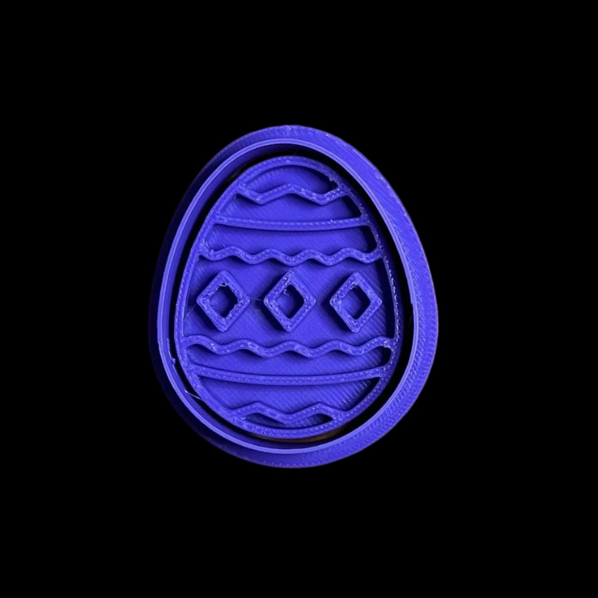 Easter Egg with Diamond Pattern - Custom 3D Printed Cookie Cutter + Stamp Combo