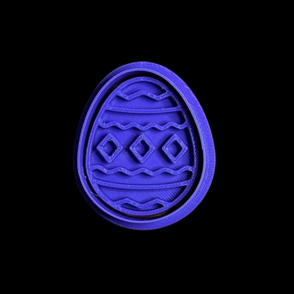 Easter Egg with Diamond Pattern - Custom 3D Printed Cookie Cutter + Stamp Combo