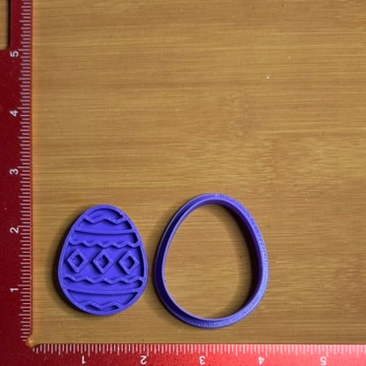 Easter Egg with Diamond Pattern - Custom 3D Printed Cookie Cutter + Stamp Combo