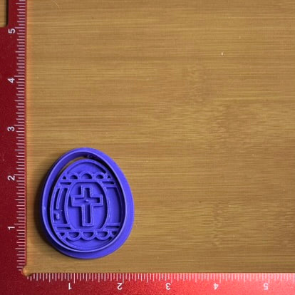 Easter Egg with Cross - Custom 3D Printed Cookie Cutter + Stamp Combo