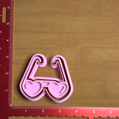 Heart Shaped Glasses - Custom 3D Printed Cookie Cutter + Stamp Combo