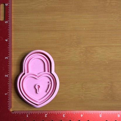 Heart Shaped Lock - Custom 3D Printed Cookie Cutter + Stamp Combo