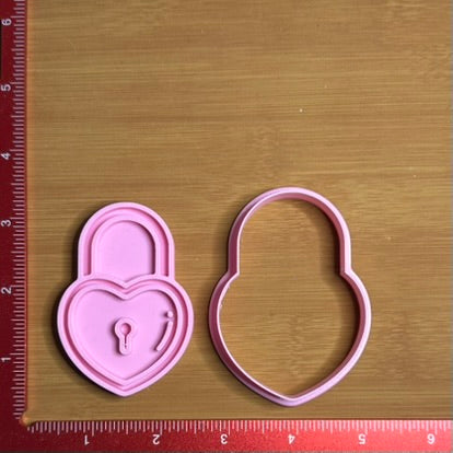 Heart Shaped Lock - Custom 3D Printed Cookie Cutter + Stamp Combo