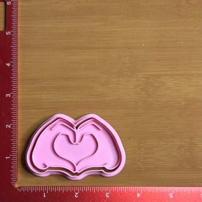 Heart Hands - Custom 3D Printed Cookie Cutter + Stamp Combo