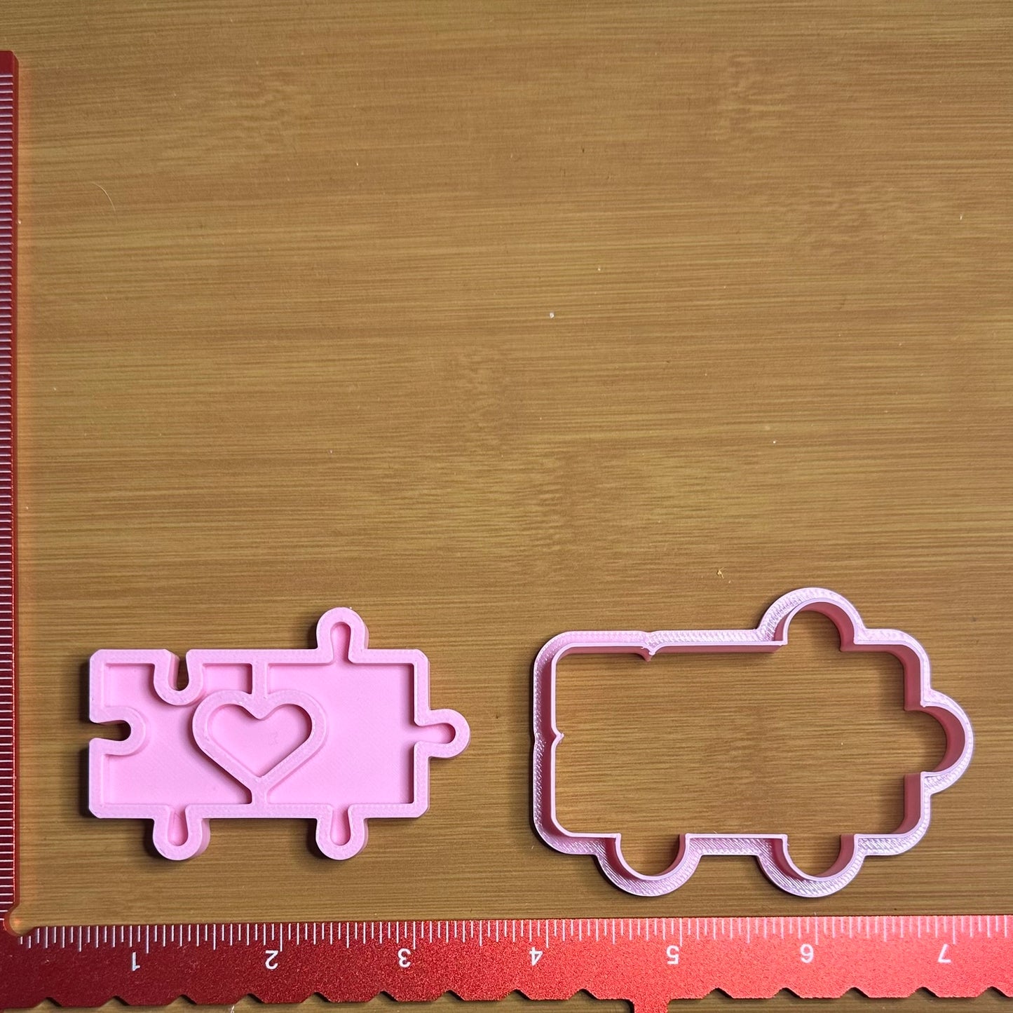 Puzzle Pieces with Heart - Custom 3D Printed Cookie Cutter + Stamp Combo