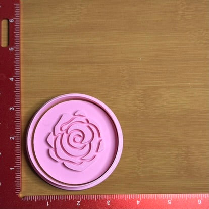 Round Rose - Custom 3D Printed Cookie Cutter + Stamp Combo