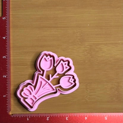 Bouquet of Flowers - Custom 3D Printed Cookie Cutter + Stamp Combo