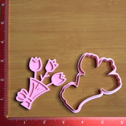Bouquet of Flowers - Custom 3D Printed Cookie Cutter + Stamp Combo