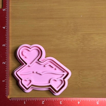 Lips with Hearts - Custom 3D Printed Cookie Cutter + Stamp Combo