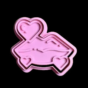 Lips with Hearts - Custom 3D Printed Cookie Cutter + Stamp Combo