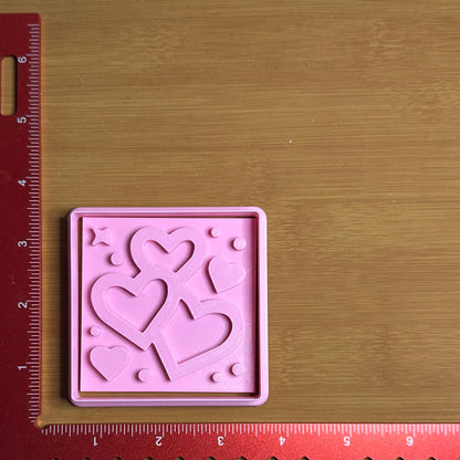 Heart Pattern - Custom 3D Printed Cookie Cutter + Stamp Combo