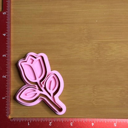Stemmed Tulip - Custom 3D Printed Cookie Cutter + Stamp Combo