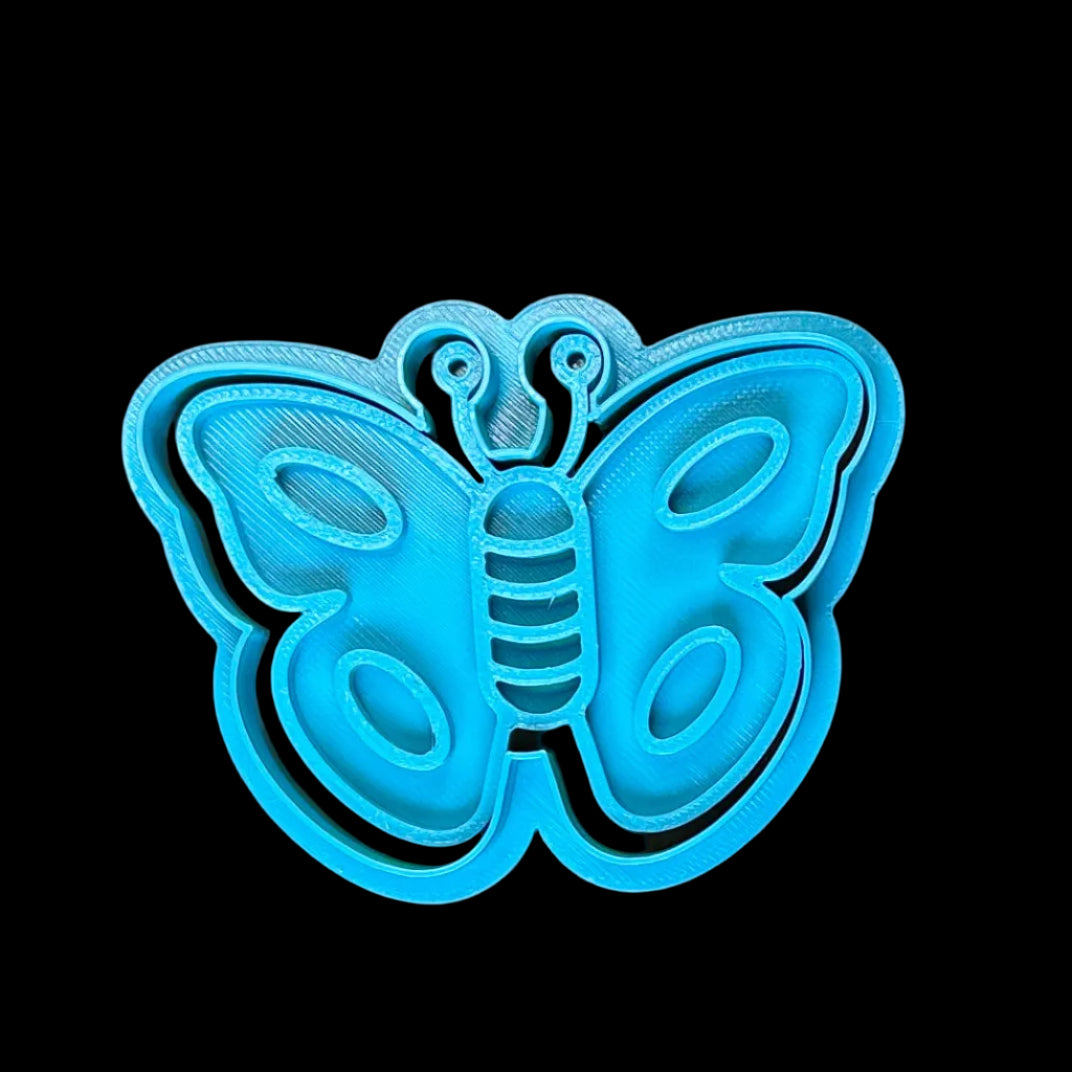 Butterfly - Custom 3D Printed Cookie Cutter + Stamp Combo