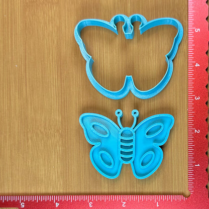 Butterfly - Custom 3D Printed Cookie Cutter + Stamp Combo