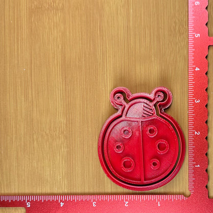 Ladybug - Custom 3D Printed Cookie Cutter + Stamp Combo