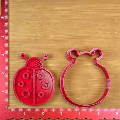 Ladybug - Custom 3D Printed Cookie Cutter + Stamp Combo