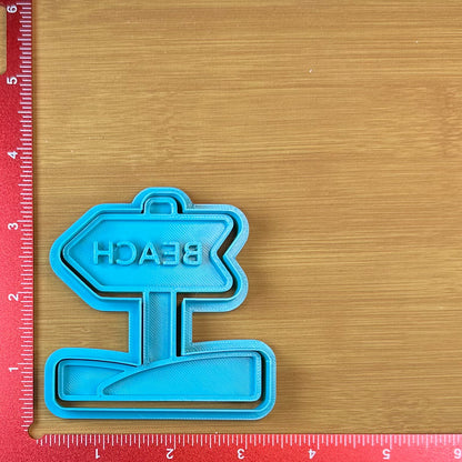 Beach Sign - Custom 3D Printed Cookie Cutter + Stamp Combo