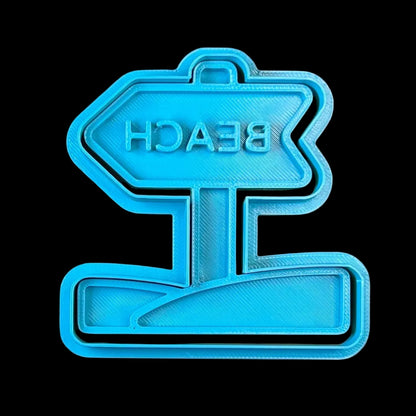 Beach Sign - Custom 3D Printed Cookie Cutter + Stamp Combo