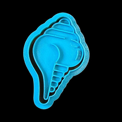 Sea Shell - Custom 3D Printed Cookie Cutter + Stamp Combo