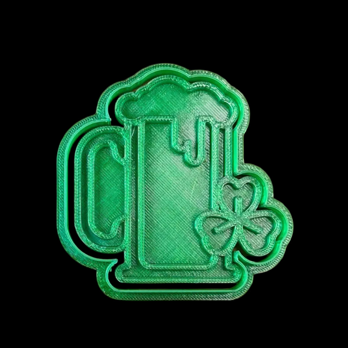 Beer Mug with Clover - Custom 3D Printed Cookie Cutter + Stamp Combo