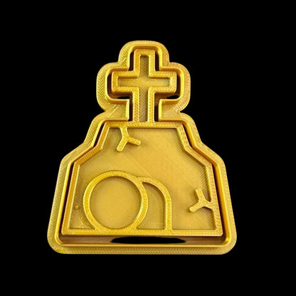 Rock with Cross - Custom 3D Printed Cookie Cutter + Stamp Combo