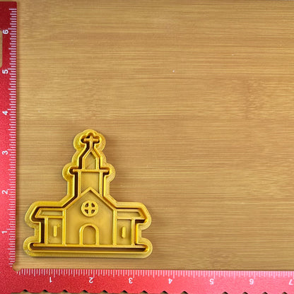 Church - Custom 3D Printed Cookie Cutter + Stamp Combo
