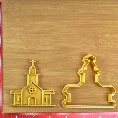 Church - Custom 3D Printed Cookie Cutter + Stamp Combo
