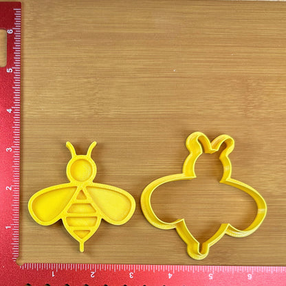 Simple Bee - Custom 3D Printed Cookie Cutter + Stamp Combo
