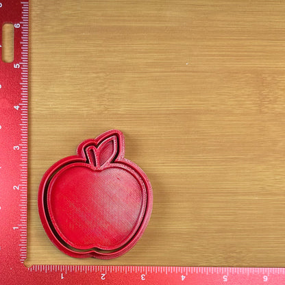 Simple Apple - Custom 3D Printed Cookie Cutter + Stamp Combo