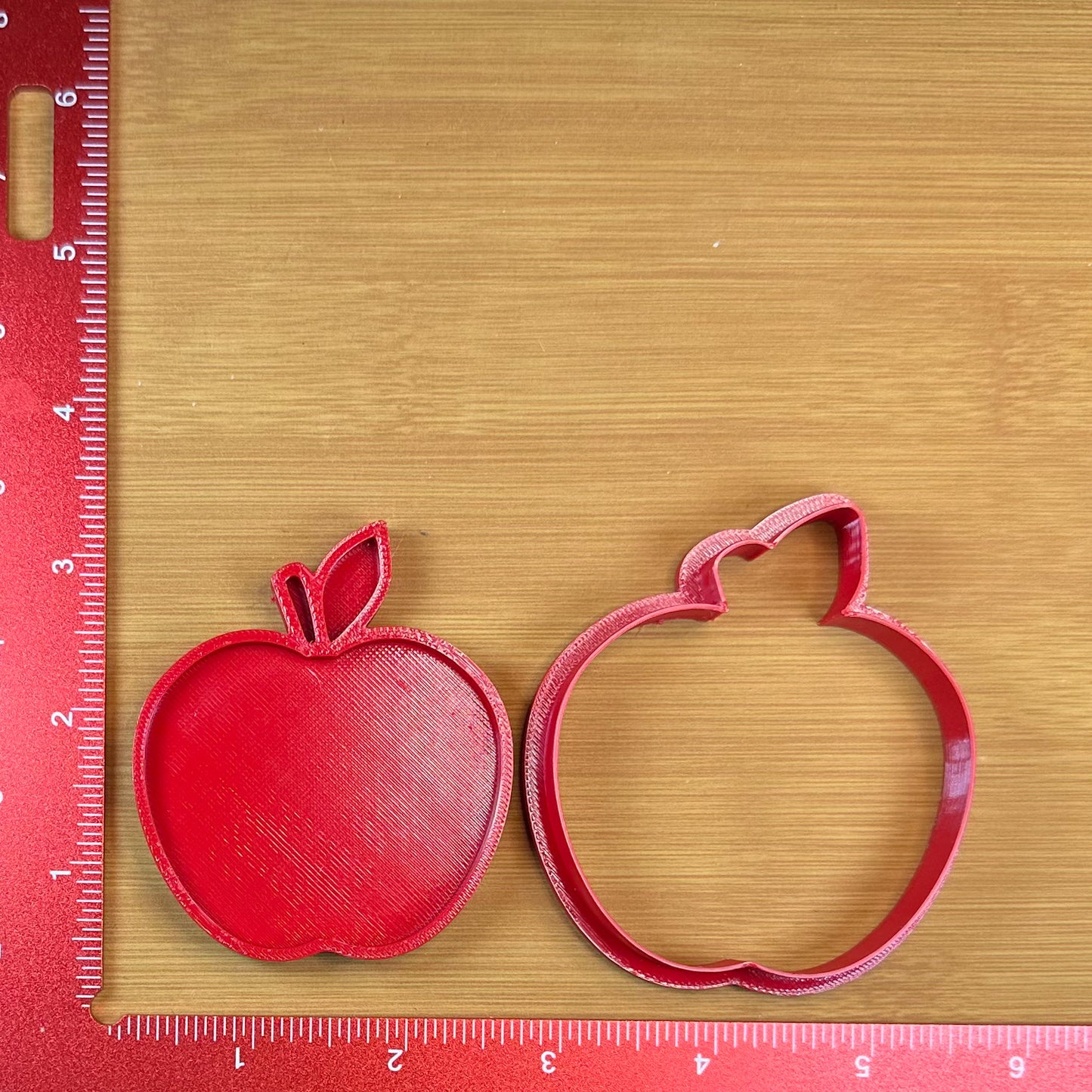 Simple Apple - Custom 3D Printed Cookie Cutter + Stamp Combo