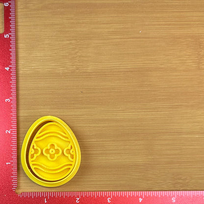 Easter Egg with Flowers - Custom 3D Printed Cookie Cutter + Stamp Combo