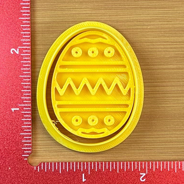 Easter Egg with Center Chevron - Custom 3D Printed Cookie Cutter + Stamp Combo