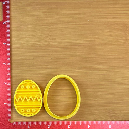 Easter Egg with Center Chevron - Custom 3D Printed Cookie Cutter + Stamp Combo