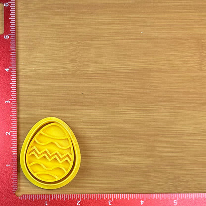 Easter Egg with Waves - Custom 3D Printed Cookie Cutter + Stamp Combo