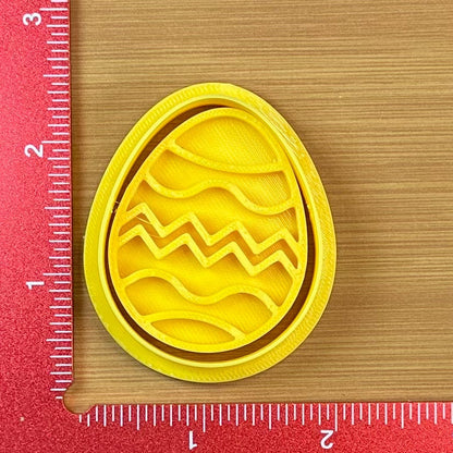 Easter Egg with Waves - Custom 3D Printed Cookie Cutter + Stamp Combo