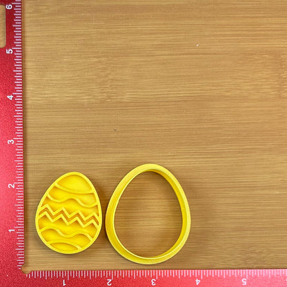 Easter Egg with Waves - Custom 3D Printed Cookie Cutter + Stamp Combo