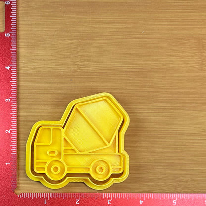 Cement Truck - Custom 3D Printed Cookie Cutter + Stamp Combo