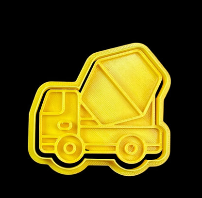 Cement Truck - Custom 3D Printed Cookie Cutter + Stamp Combo