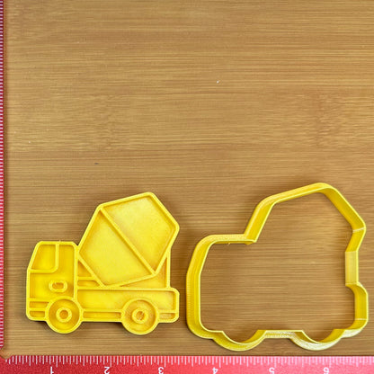 Cement Truck - Custom 3D Printed Cookie Cutter + Stamp Combo