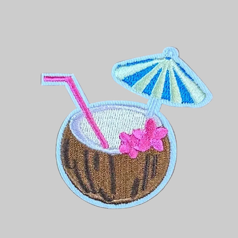 Coconut Drink with Umbrella - Embroidered Patch