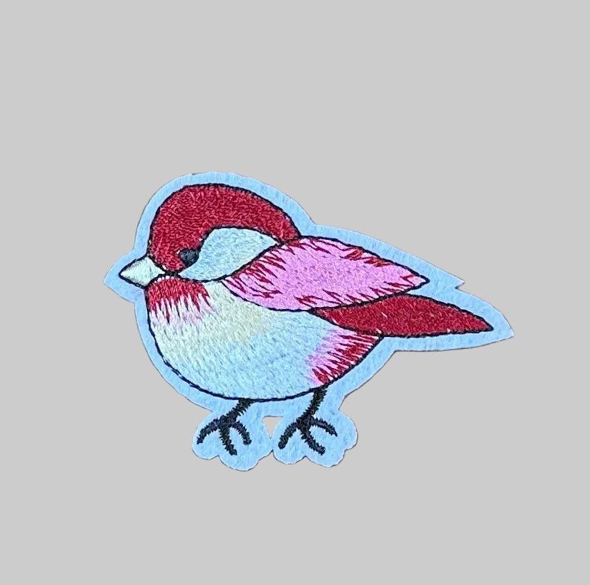 Pink & Red Bird - Embroidered Patch